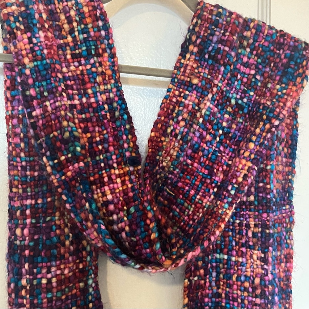 Eco by Rising Tide Woven Scarf – Multicolor Chunky Boho Fringe Wrap 100x16